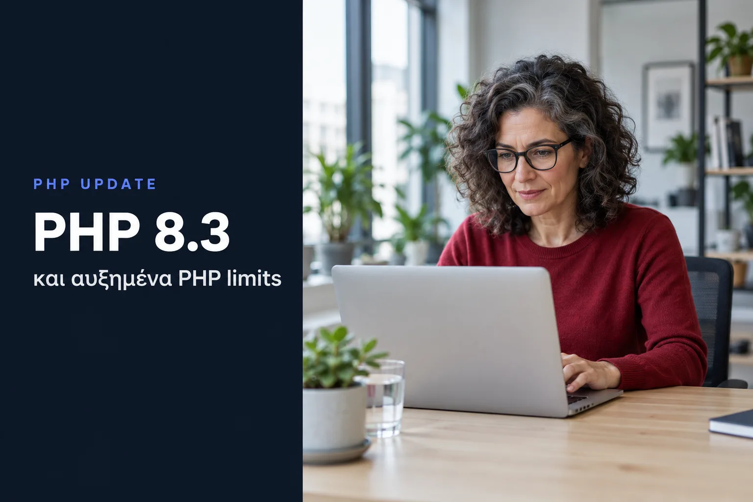 PHP 8.3 and higher PHP limits, a developer working on a laptop at the office