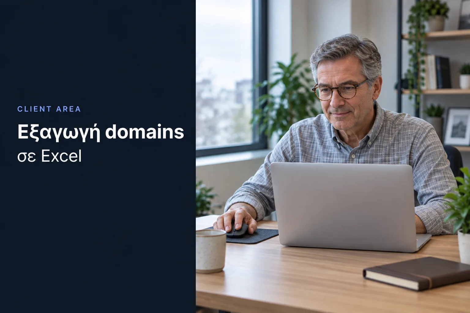 Εξαγωγή domains σε Excel από την Περιοχή Πελατών, επαγγελματίας δουλεύει σε laptop